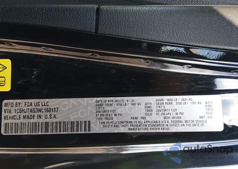 2022 Jeep Gladiator Sport S 4X4 from USA, damaged, VIN 1C6HJTAG3NL160187